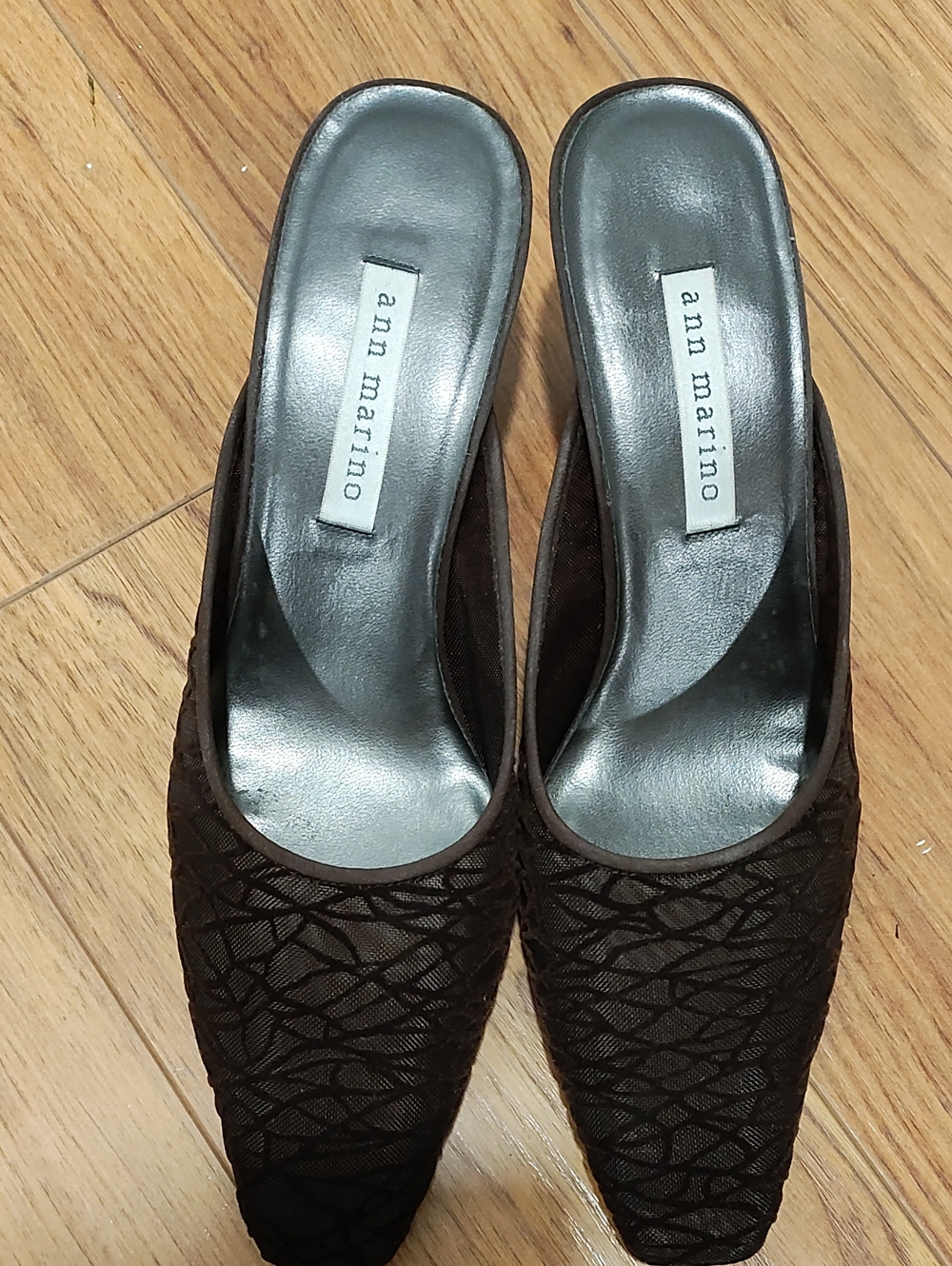 Ann Marino Dark Brown Pointed-Toe Slip-On Mules